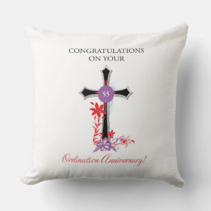Priest 55th Ordination Anniversary Black Cross Cushion