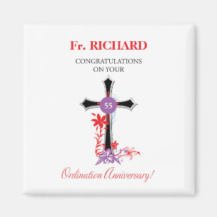 Priest 55th Ordination Anniversary Black Cross Magnet
