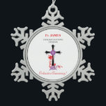 Priest 5th Ordination Anniversary Black Cross Snowflake Pewter Christmas Ornament<br><div class="desc">A simple yet elegant card with a cross on the centre is perfect to congratulate a beloved priest as he commemorates his 5th year ordination anniversary. Send a priest this personalised gift,  souvenir,  giveaway or party essential today.</div>