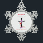 Priest 5th Ordination Anniversary Black Cross Snowflake Pewter Christmas Ornament<br><div class="desc">A simple yet elegant card with a cross on the centre is perfect to congratulate a beloved priest as he commemorates his 5th year ordination anniversary. Send a priest this personalised gift,  souvenir,  giveaway or party essential today.</div>