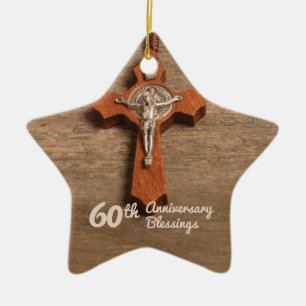 Priest 60th Ordination Anniversary Rose and Rosary Ceramic Ornament