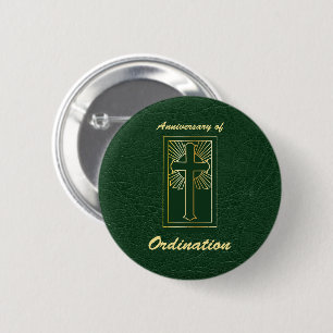 Priest Anniversary of Ordination Leather Look 6 Cm Round Badge