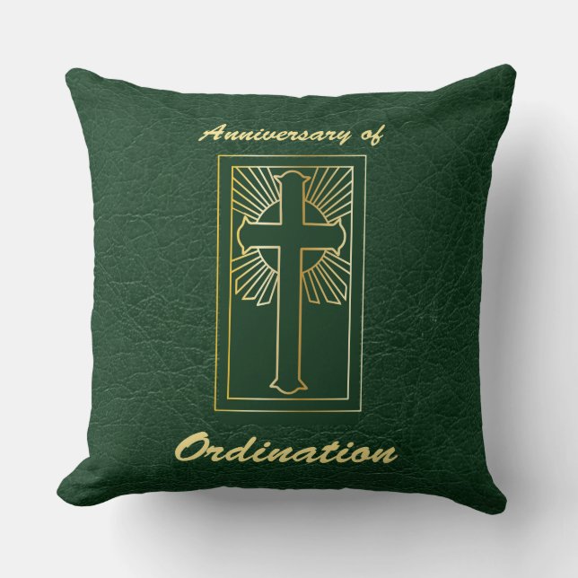 Priest Anniversary of Ordination Leather Look Cushion (Front)