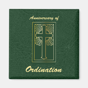 Priest Anniversary of Ordination Leather Look Magnet