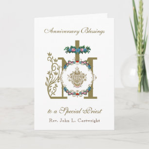 Priest Anniversary Ordination Marian Cross IHS Card