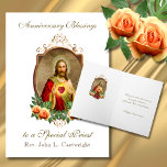 Priest Anniversary Ordination Sacred Heart Jesus Card<br><div class="desc">This is a beautiful traditional Catholic  customized image of the Sacred Heart of Jesus with red and yellow roses.  All text and fonts may be modified to suit the occasion and recipient.</div>