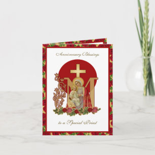 Priest Birthday Blessings Celebration Virgin Mary Card