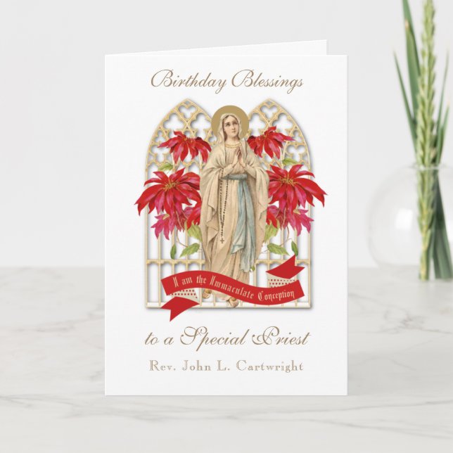 Priest Birthday Blessings Celebration Virgin Mary  Card (Front)