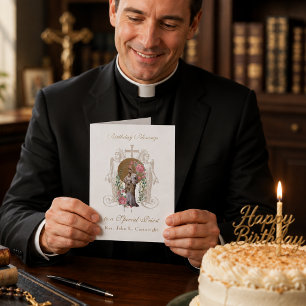 Priest Birthday Blessings Celebration Virgin Mary Card