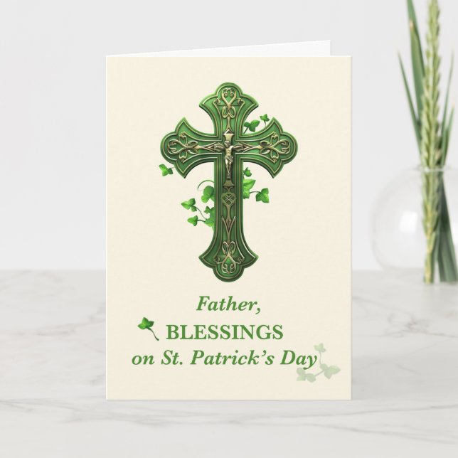 Priest Blessings On St. Patricks Day Catholic Card (Front)