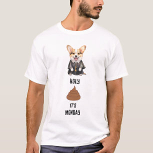 Priest Corgi Holy Poop It's Monday T-Shirt