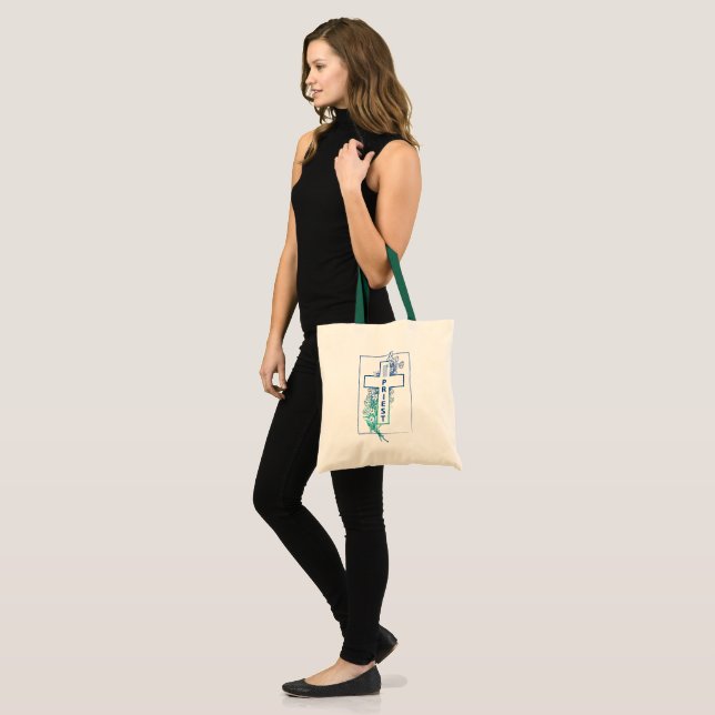 Priest Cross Flowers Personalised Tote Bag (Front (Model))