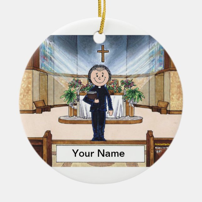 Priest - Female Ceramic Tree Decoration (Front)