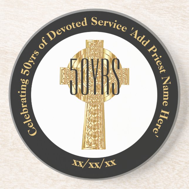Priest Golden Jubilee 50th Ordination Anniversary Coaster (Front)