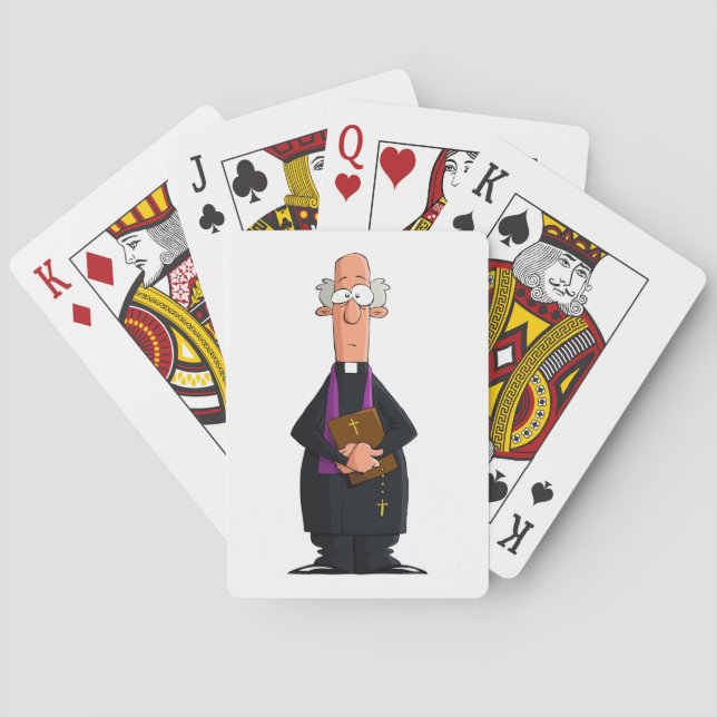 Priest Holding Bible IFunny Clergy Character Playing Cards (Back)