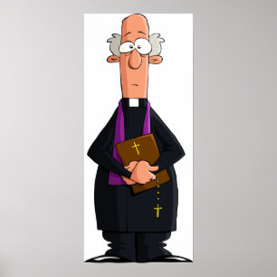 Priest Holding Bible IFunny Clergy Character Poster
