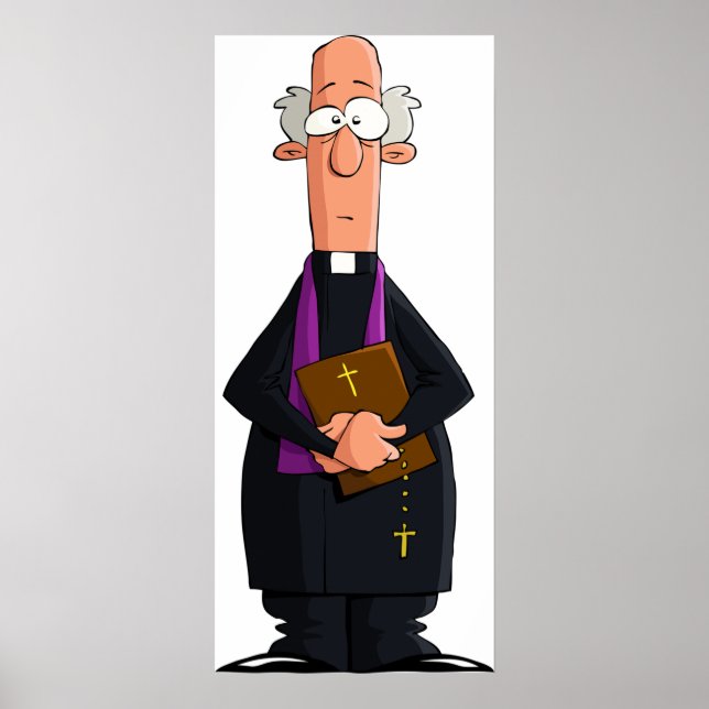 Priest Holding Bible IFunny Clergy Character Poster (Front)