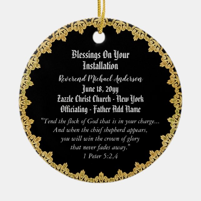 Priest Installation Gift Personalised Pastor Ceramic Ornament (Front)