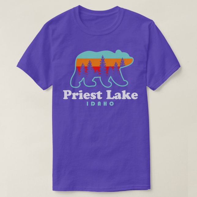 Priest Lake Idaho Camping Bear Spokane Washington T-Shirt (Design Front)