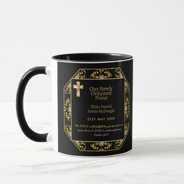 PRIEST - Newly Ordained Gift Bible Verse Custom Mug (Left)