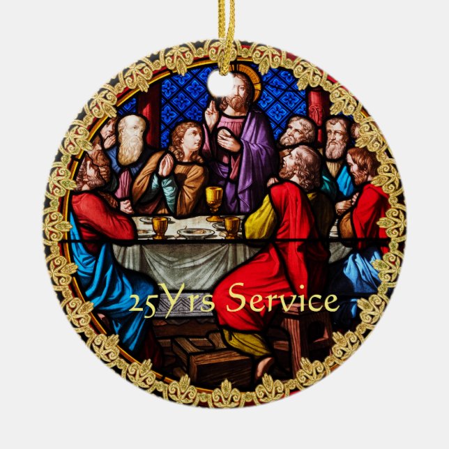 Priest ordination anniversary 25th 10th 15th ANY Ceramic Tree Decoration (Front)