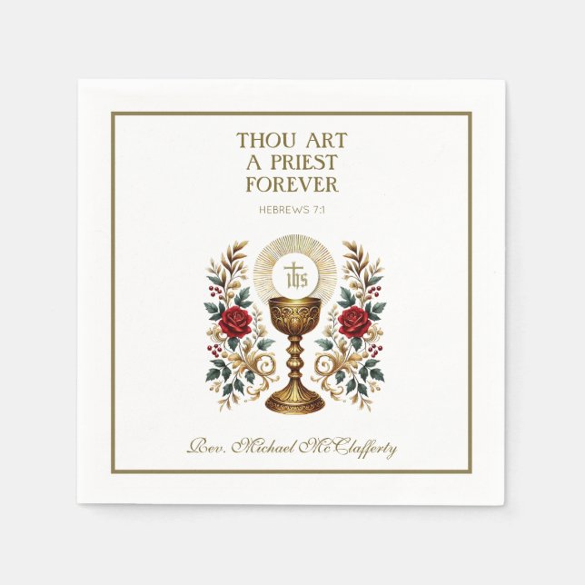 Priest Ordination Anniversary Chalice Host Scriptu Napkin (Front)