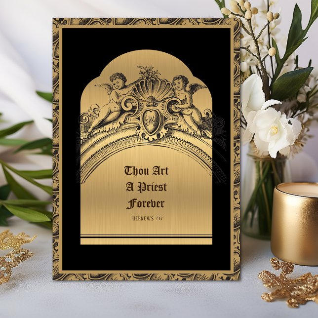 Priest Ordination Anniversary Gold Elegant Card (Available exclusively in the Shower of Roses Shoppe)