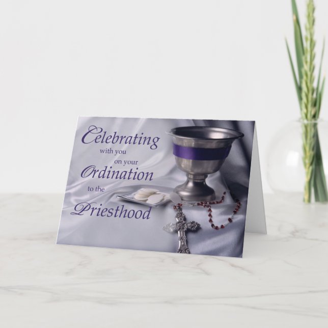 Priest Ordination Congratulations Chalice, Host, R Card (Front)
