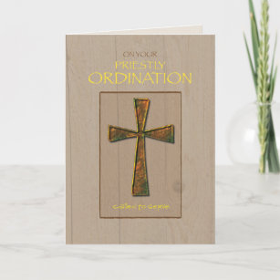 Priest Ordination Congratulations, Metal Cross Card