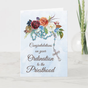 Priest Ordination Congratulations Rosary and Colou Card