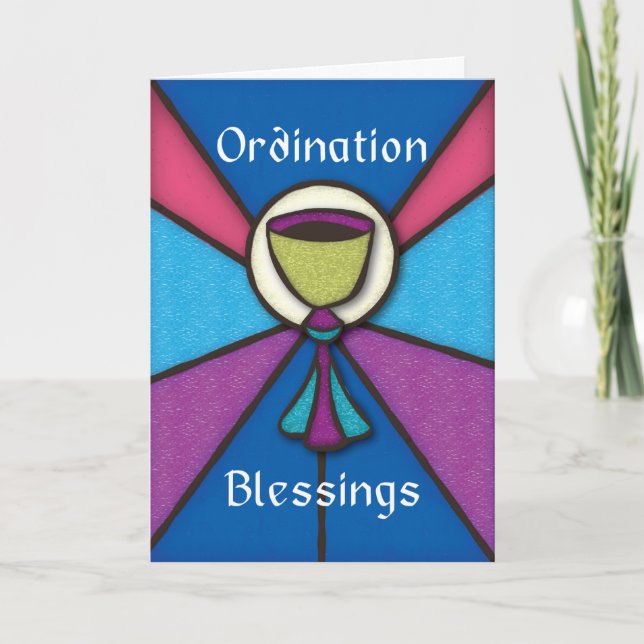 Priest Ordination Congratulations Stained Glass Card (Front)