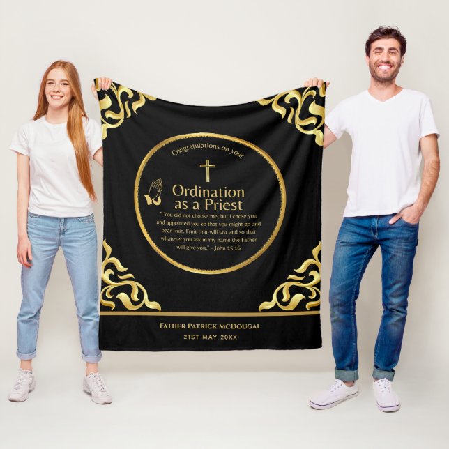 Priest Ordination New Priest Newly Ordained Custom Fleece Blanket (In Situ)