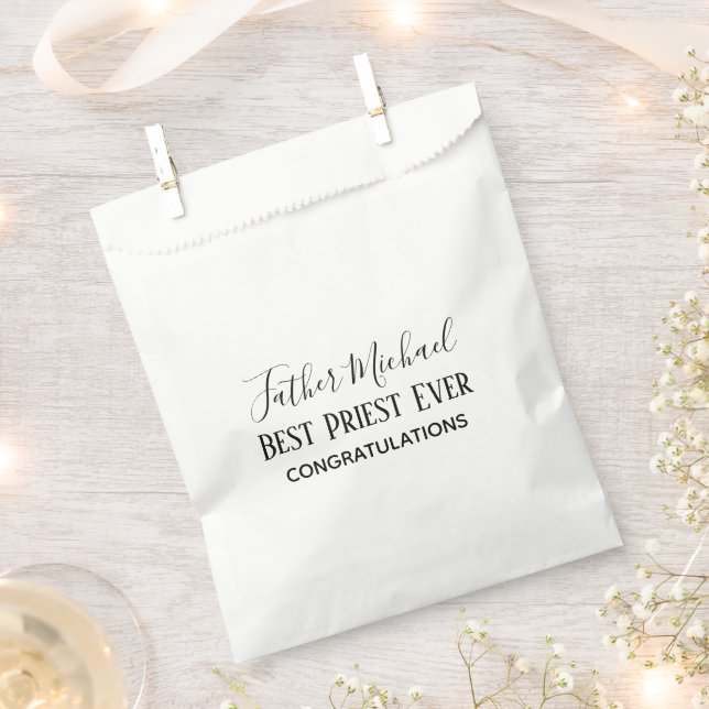 Priest Pastor Clergy Gifts - Simple Personalised Favour Bag (Clipped)