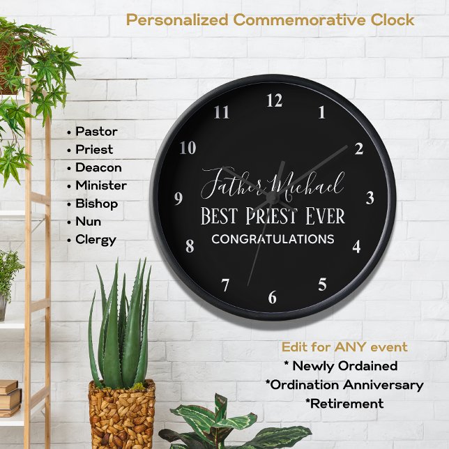 Priest Pastor Clergy Gifts - Simple Personalised R Clock (Creator Uploaded)