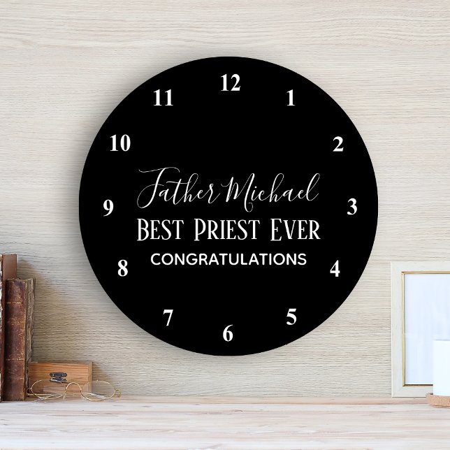 Priest Pastor Clergy Gifts - Simple Personalised Round Clock (Creator Uploaded)