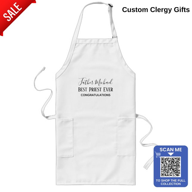 Priest Pastor Clergy Gifts - Simple Personalized Long Apron (Creator Uploaded)