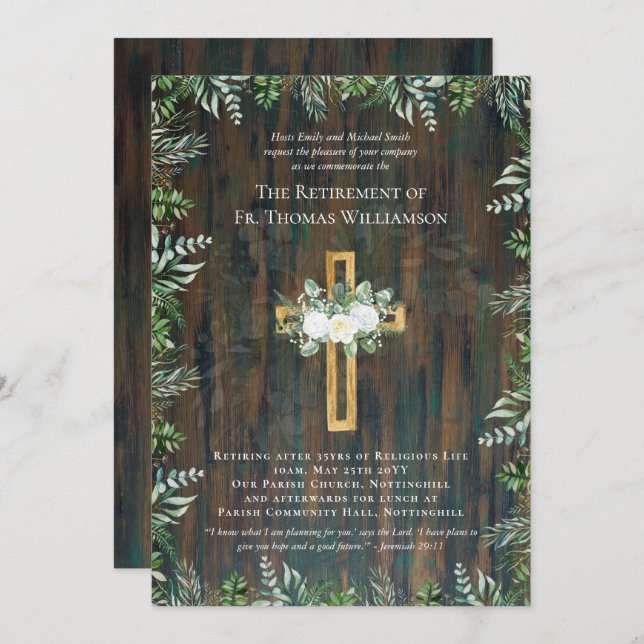 Priest Pastor Deacon Minister Retirement Roses (Front/Back)