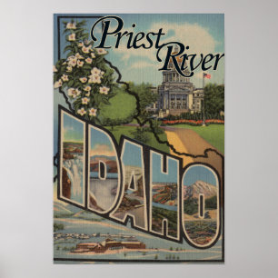 Priest River, Idaho - Large Letter Scenes Poster