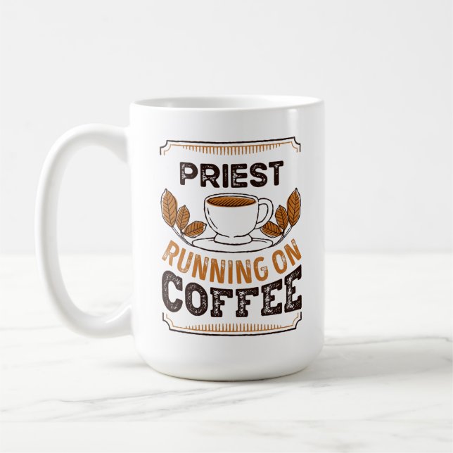 Priest running on Coffee Caffeine Gift Mug (Left)