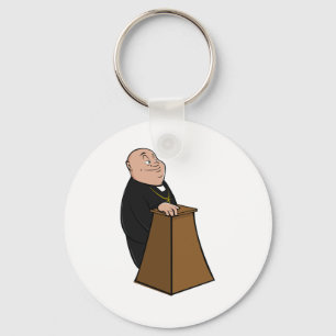 Priest Standing At A Pulpit Key Ring