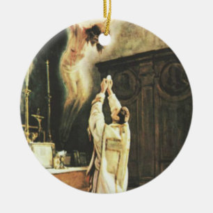 PRIEST TRADITIONAL CATHOLIC  MASS CHALICE HOST CERAMIC ORNAMENT