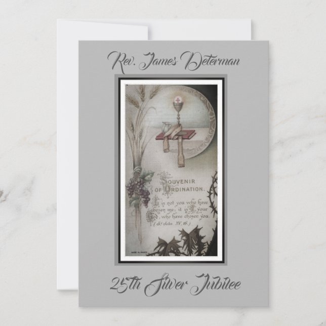 Priest with Jesus Silver Anniversary Invitation (Front)