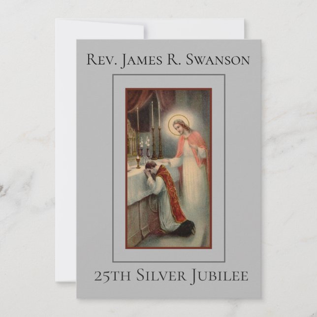 Priest with Jesus Silver Anniversary Invitation (Front)