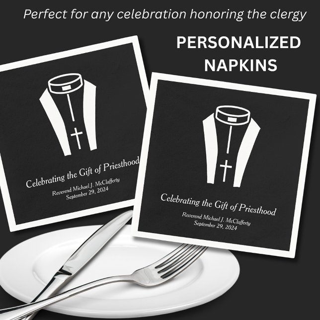 Priesthood Celebration with Priest Collar Design Napkin (Creator Uploaded)