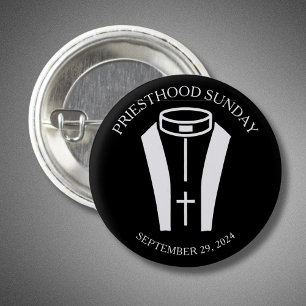 PRIESTHOOD PHOTO SIMPLE BLACK AND WHITE 3 CM ROUND BADGE