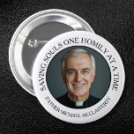 PRIESTHOOD PHOTO SIMPLE BLACK AND WHITE 6 CM ROUND BADGE<br><div class="desc">Perfect for Priesthood Sunday, ordination anniversaries, or any occasion honouring clergy, this pin serves as a meaningful symbol of appreciation and respect for those who dedicate their lives to serving Christ and His Church. The white background ensures the priest remains the focal point, making this pin a versatile accessory for...</div>