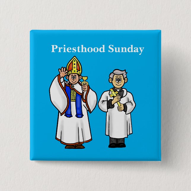 Priesthood Sunday Button with Two Happy Priests (Front)