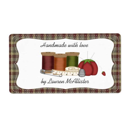 Prim Country Handmade Sewing Label Shipping Label
