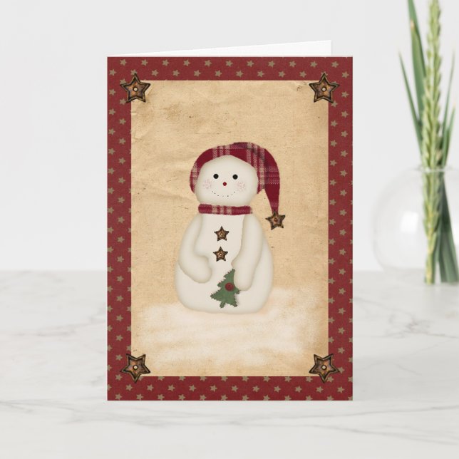 Prim Country Snowman Card (Front)