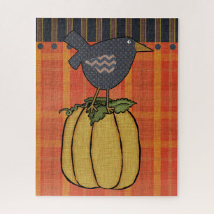 Prim Crow on Pumpkin   Autumn Jigsaw Puzzle
